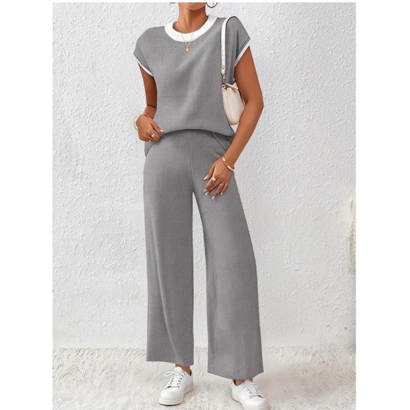 Pants - Gray Knit Pants & Jumpsuit Set